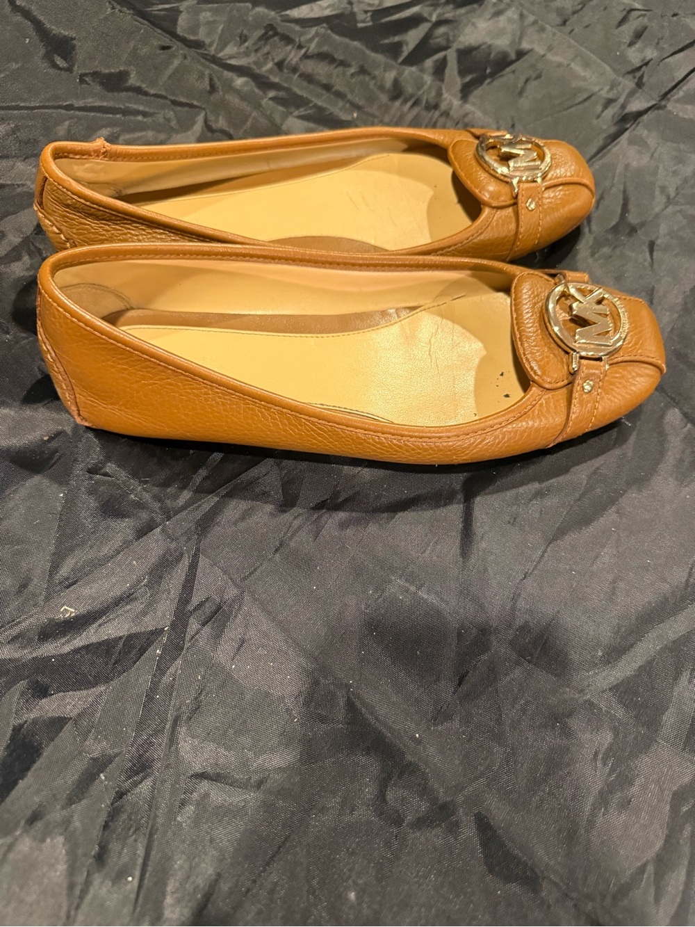 Michael Kors Women's Brown Leather MK Logo Ballet Flats - Picture 5 of 7